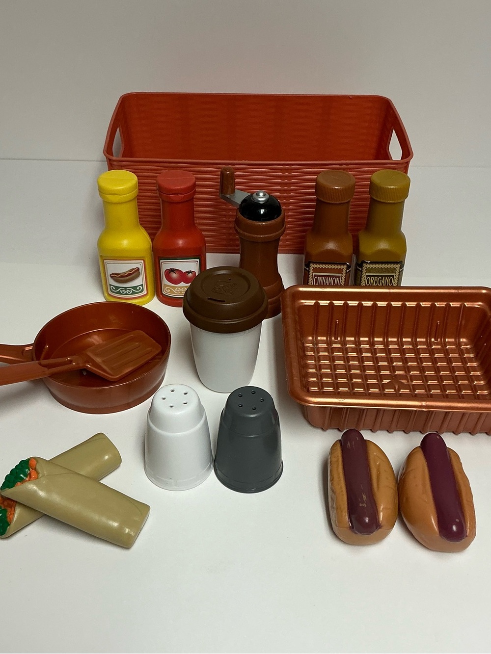 Step2 Play Kitchen Parts Lot Copper Pan Tray Hot Dogs Wraps Grinder Cup Step 2